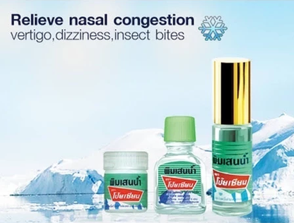 Poi Sien Herbal Inhaler & Roll-On Balm (Cotton & Roller Type)  Refreshing Thai Herbal Formula